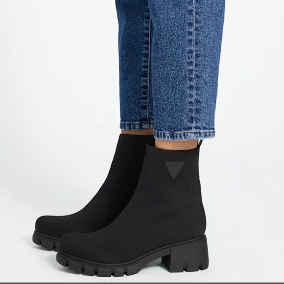 Guess Shoes - Guess Black Stretch Chelsea Lug Ankle Boots